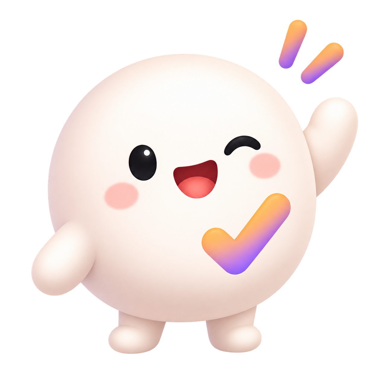 Dot, Doit’s friendly smiling companion, waving hello