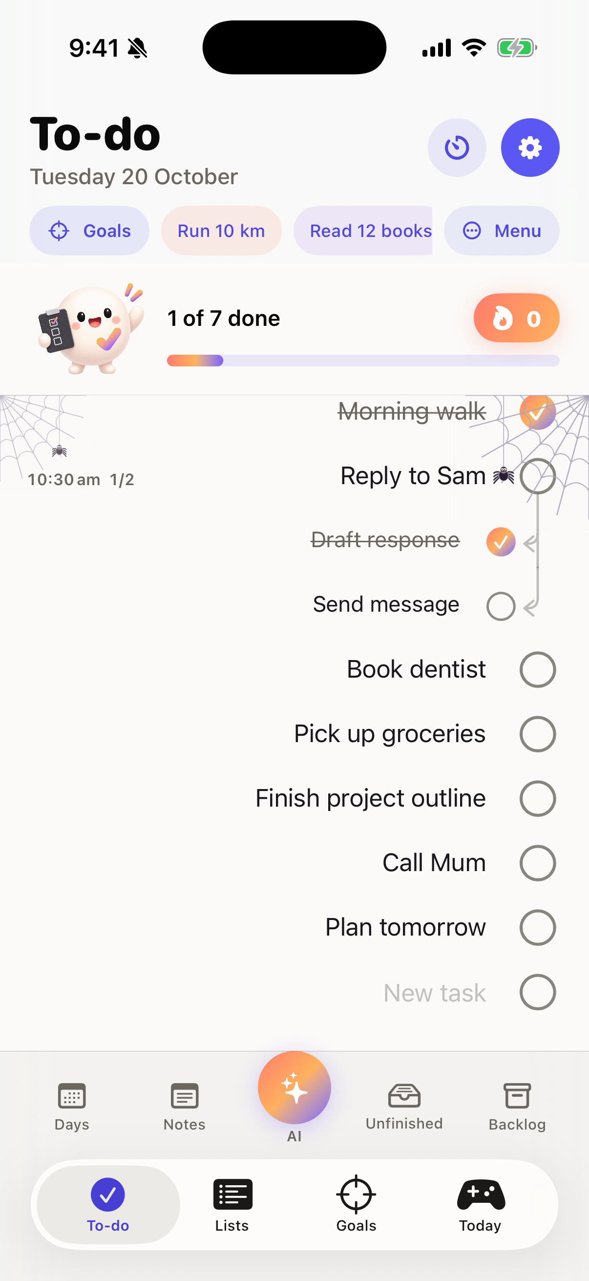Doit's To-do list with completed tasks and editable subtasks